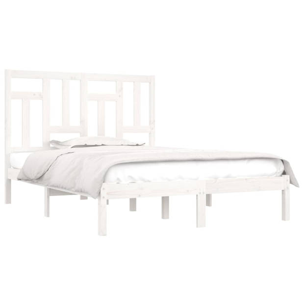 vidaXL Bedframe massief grenenhout wit 160x200 cm