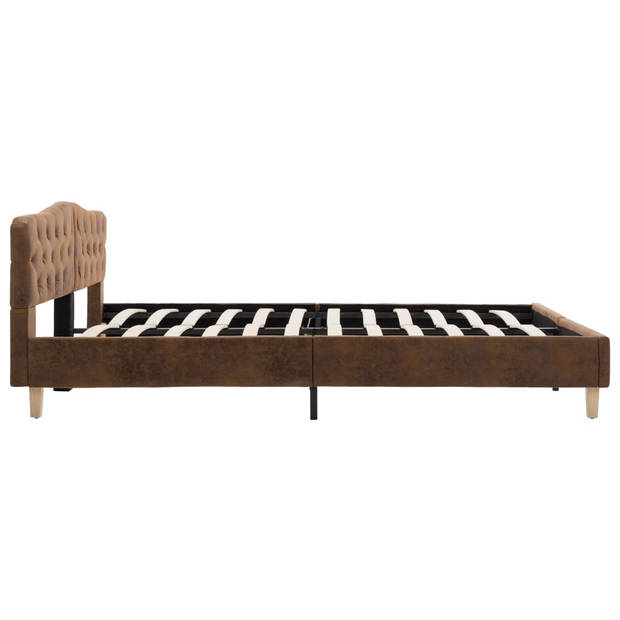 vidaXL Bedframe kunstsuède bruin 180x200 cm