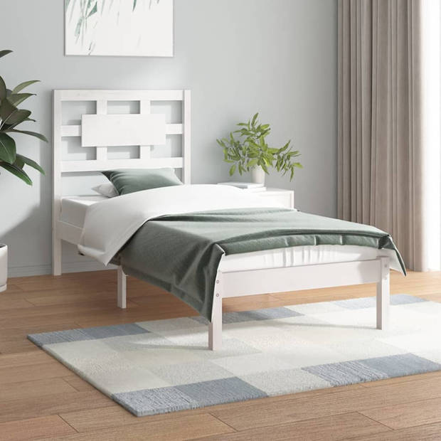 vidaXL Bedframe zonder matras massief grenenhout wit 90x200 cm