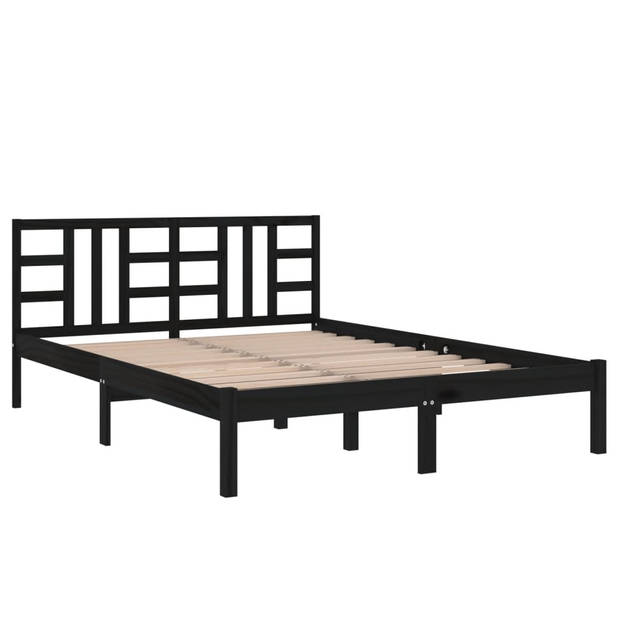 vidaXL Bedframe massief hout zwart 120x190 cm