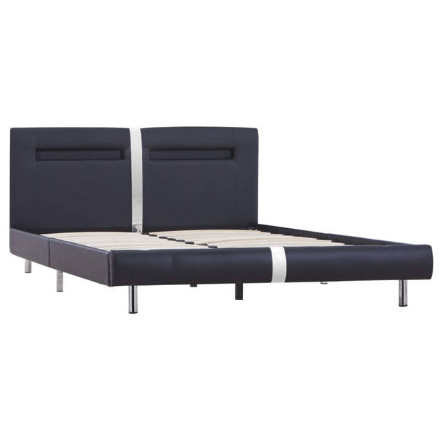 vidaXL Bedframe met LED kunstleer zwart 140x200 cm