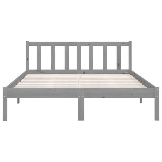 vidaXL Bedframe massief grenenhout grijs 150x200 cm