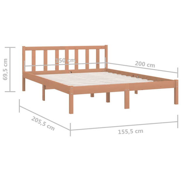 vidaXL Bedframe grenenhout honingbruin 150x200 cm