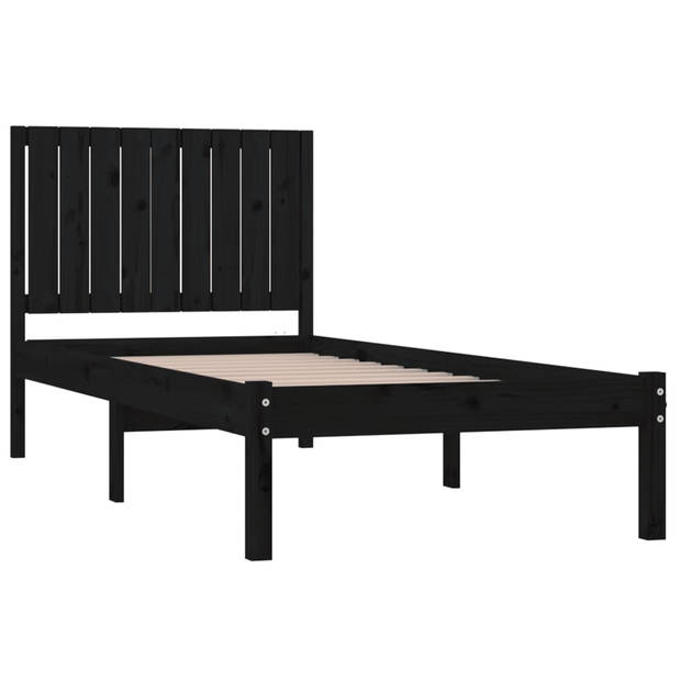 vidaXL Bedframe massief grenenhout zwart 90x190 cm