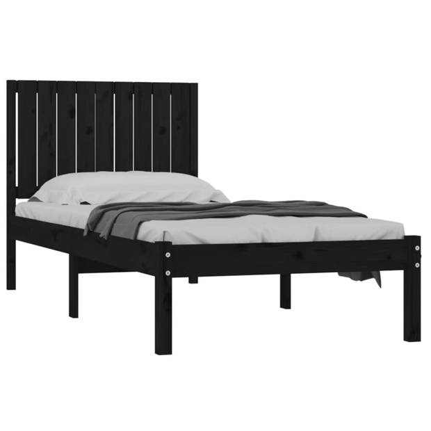 vidaXL Bedframe massief grenenhout zwart 90x190 cm