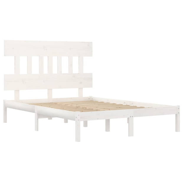 vidaXL Bedframe massief hout wit 150x200 cm