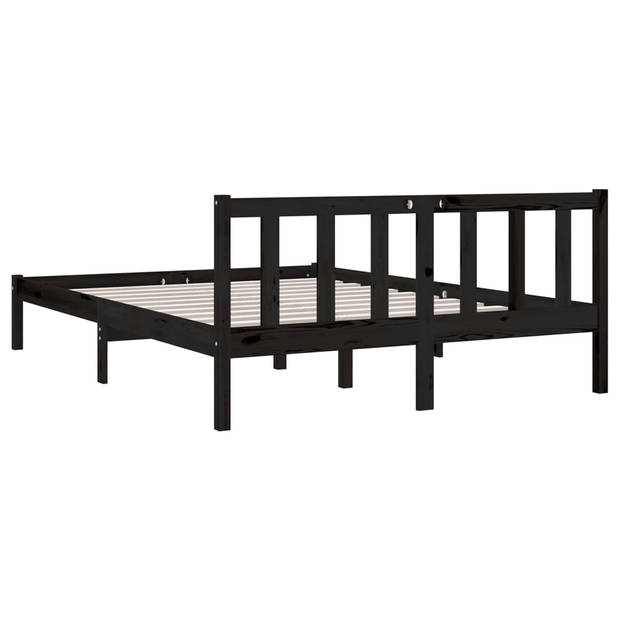 vidaXL Bedframe massief grenenhout zwart 140x190 cm