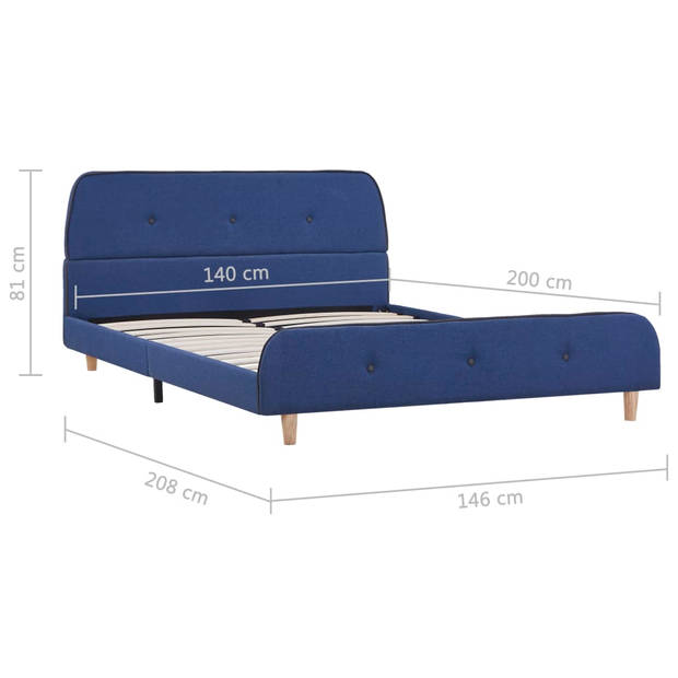 vidaXL Bedframe stof blauw 140x200 cm