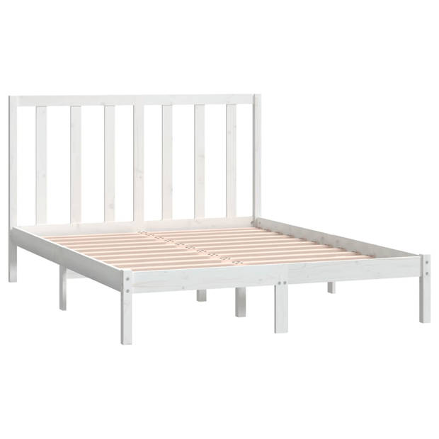 vidaXL Bedframe massief grenenhout wit 140x190 cm