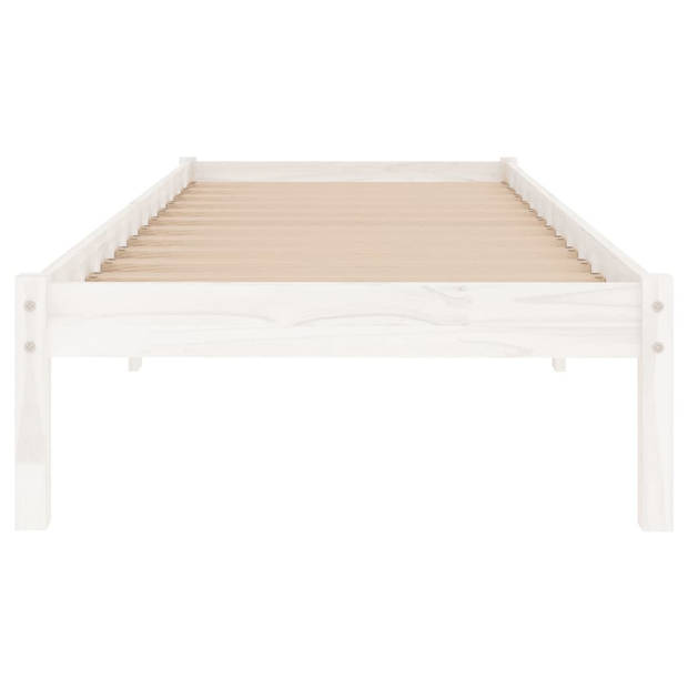 vidaXL Bedframe massief hout wit 75x190 cm