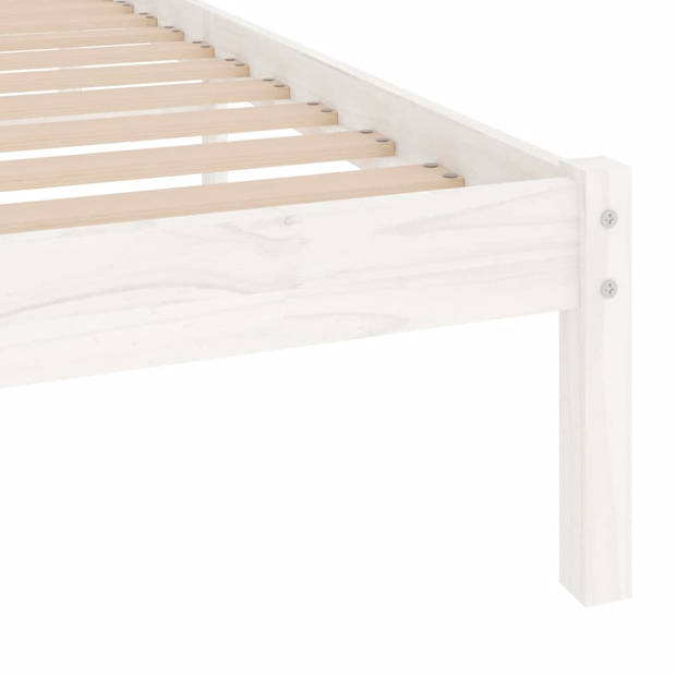 vidaXL Bedframe massief hout wit 75x190 cm