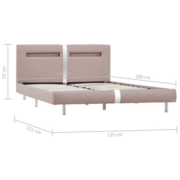 vidaXL Bedframe met LED kunstleer cappuccino 120x200 cm