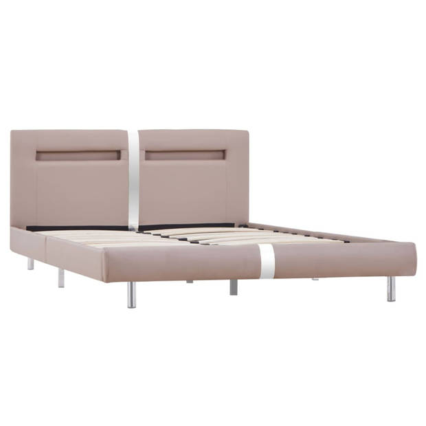 vidaXL Bedframe met LED kunstleer cappuccino 120x200 cm