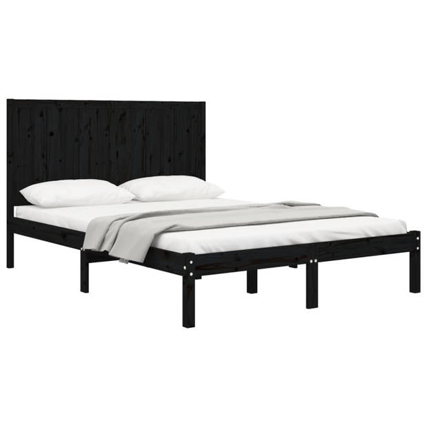 vidaXL Bedframe massief grenenhout zwart 120x190 cm