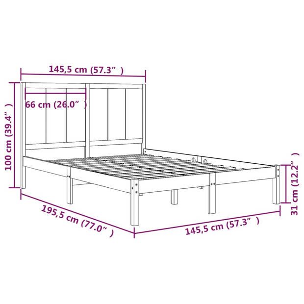 vidaXL Bedframe zonder matras massief grenenhout wit 140x190 cm