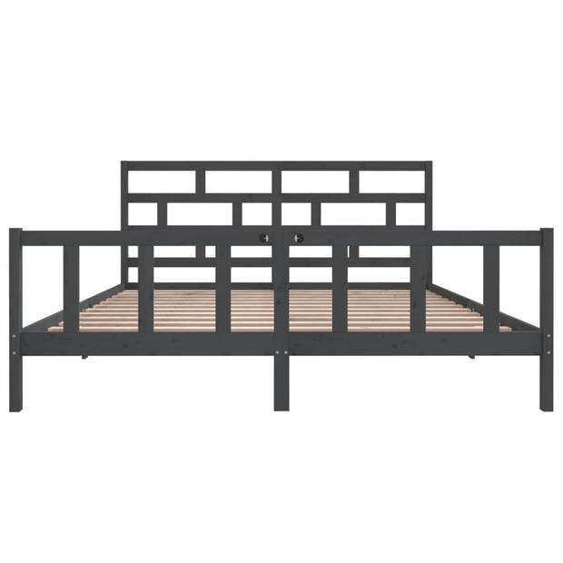 vidaXL Bedframe massief grenenhout grijs 200x200 cm