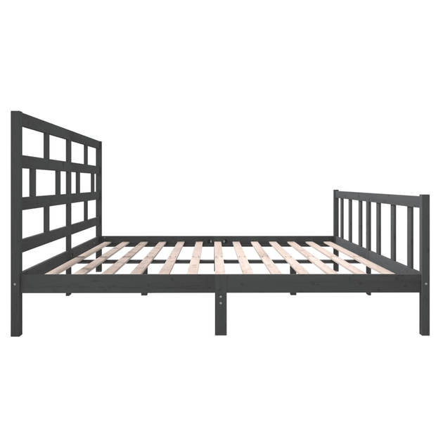 vidaXL Bedframe massief grenenhout grijs 200x200 cm