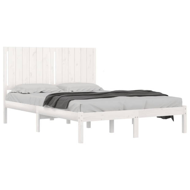 vidaXL Bedframe zonder matras massief grenenhout wit 140x190 cm