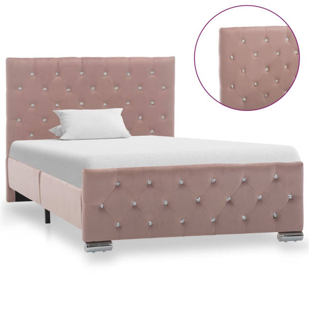 vidaXL Bedframe fluweel roze 100x200 cm