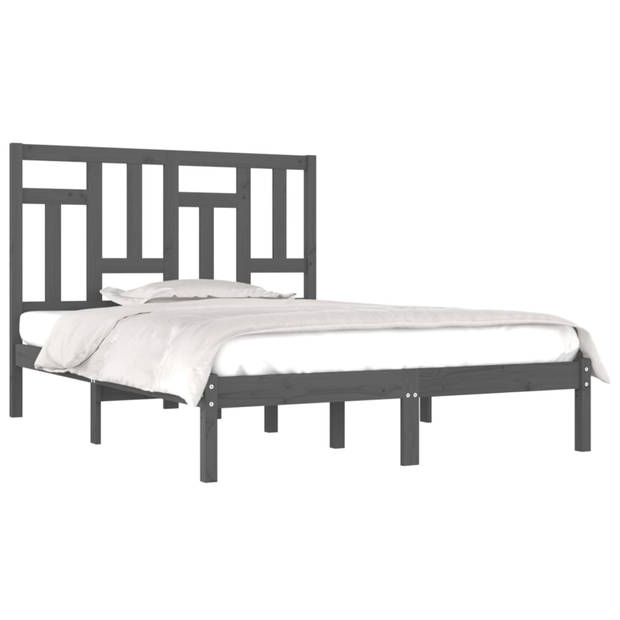 vidaXL Bedframe massief grenenhout grijs 160x200 cm