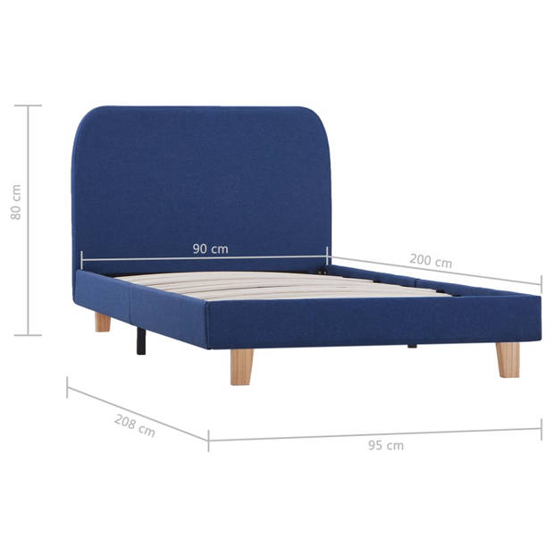 vidaXL Bedframe stof blauw 90x200 cm