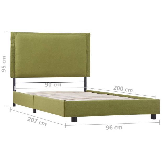 vidaXL Bedframe stof groen 90x200 cm