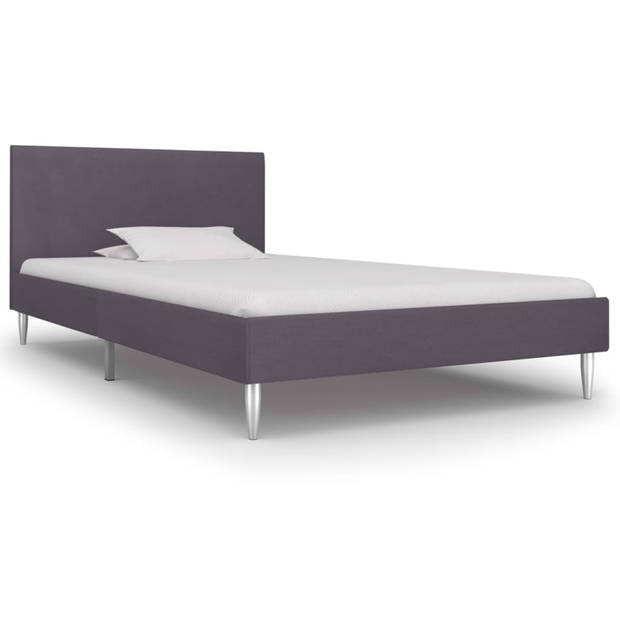 vidaXL Bedframe stof grijs 90x200 cm