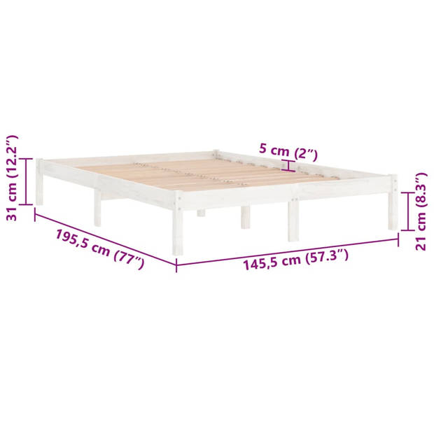 vidaXL Bedframe massief grenenhout wit 140x190 cm