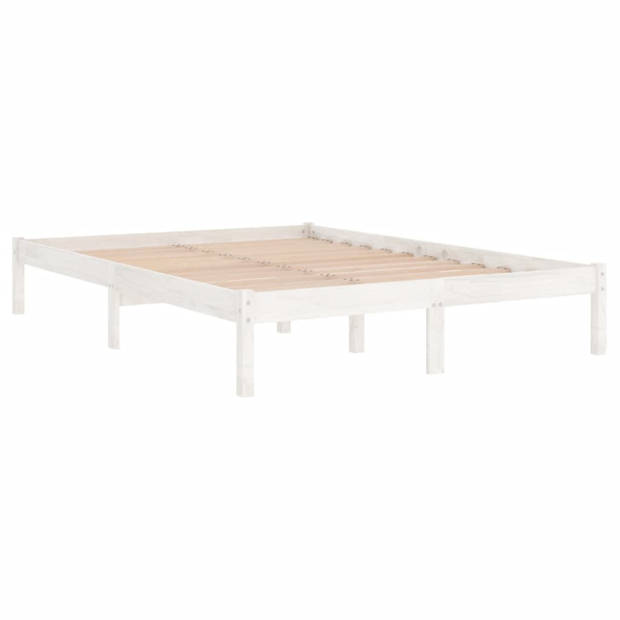 vidaXL Bedframe massief grenenhout wit 140x190 cm