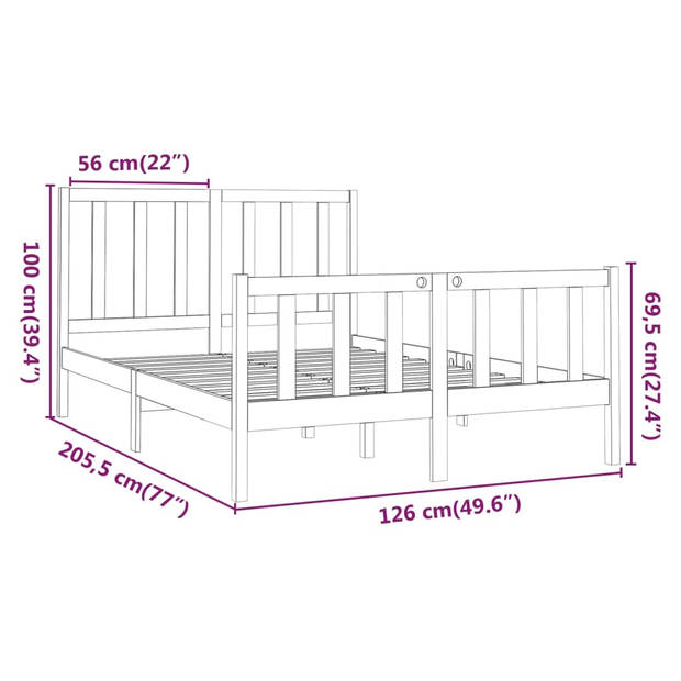 vidaXL Bedframe zonder matras massief grenenhout wit 120x200 cm