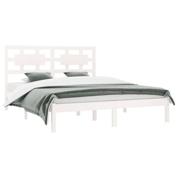 vidaXL Bedframe zonder matras massief grenenhout wit 180x200 cm