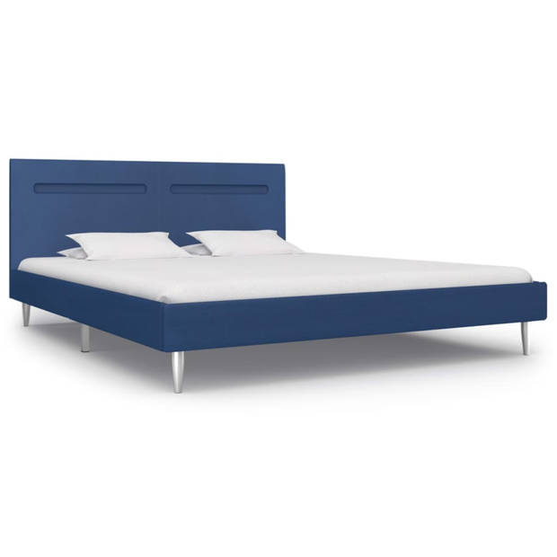 vidaXL Bedframe met LED stof blauw 180x200 cm