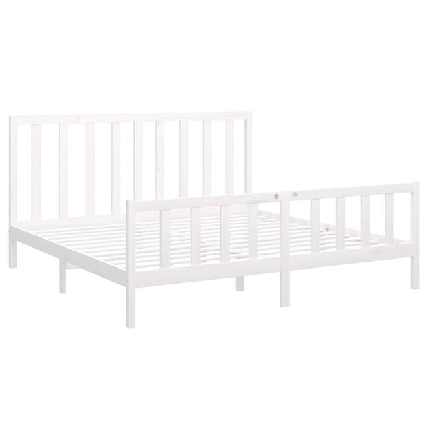 vidaXL Bedframe massief grenenhout wit 200x200 cm