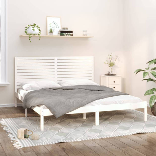 vidaXL Bedframe massief hout wit 180x200 cm