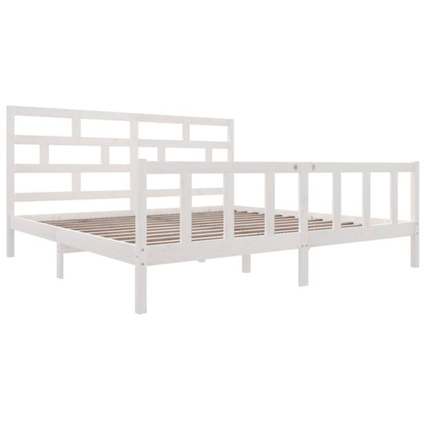 vidaXL Bedframe massief grenenhout wit 180x200 cm