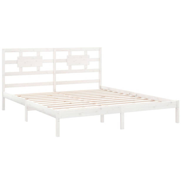 vidaXL Bedframe massief hout wit 180x200 cm