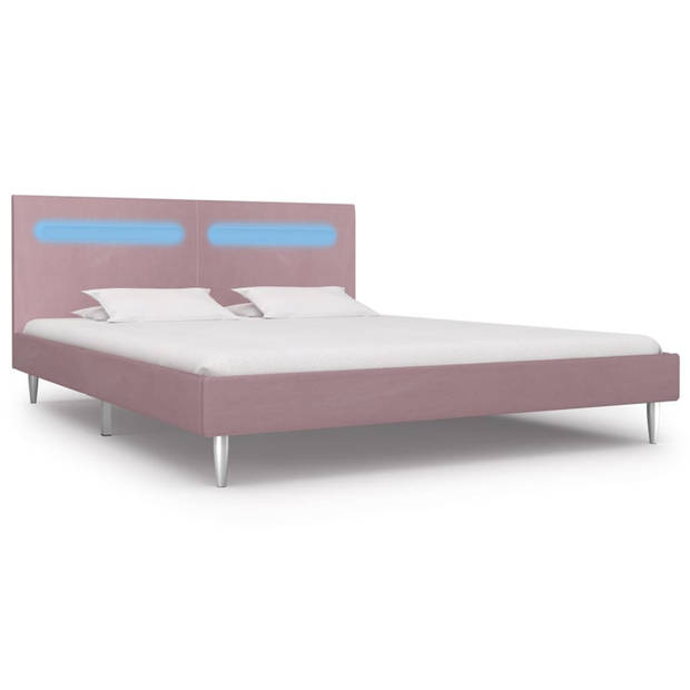 vidaXL Bedframe met LED stof roze 180x200 cm