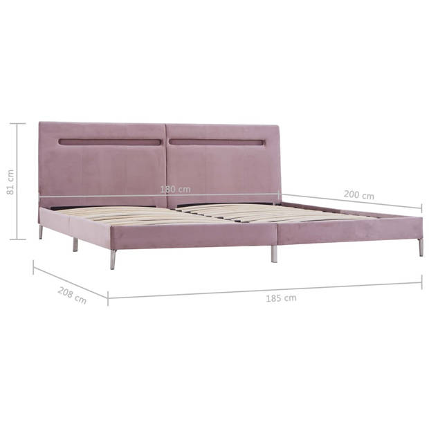 vidaXL Bedframe met LED stof roze 180x200 cm