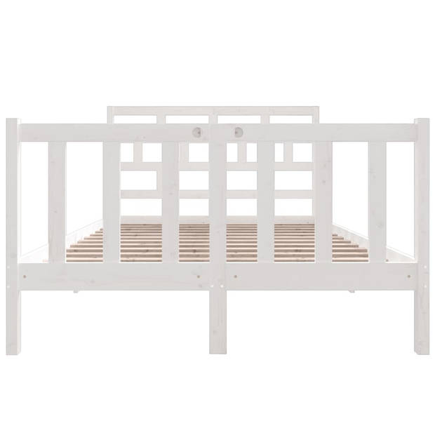 vidaXL Bedframe massief grenenhout wit 140x190 cm