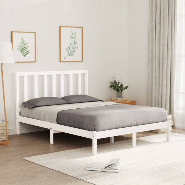 vidaXL Bedframe massief hout wit 120x200 cm