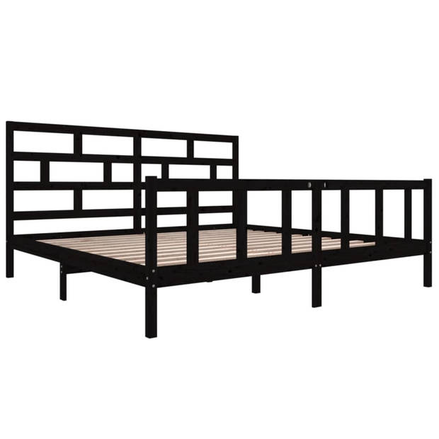 vidaXL Bedframe massief grenenhout zwart 200x200 cm