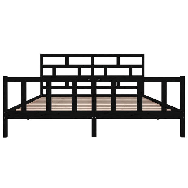 vidaXL Bedframe massief grenenhout zwart 200x200 cm