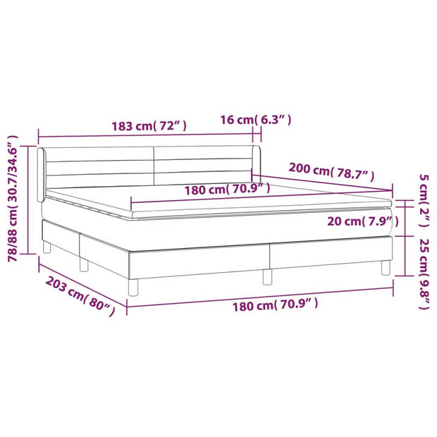 vidaXL Boxspring met matras fluweel zwart 180x200 cm