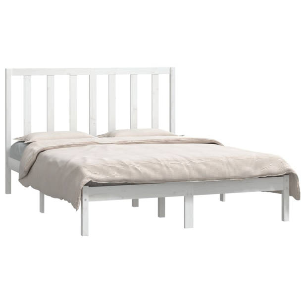 vidaXL Bedframe zonder matras massief grenenhout wit 140x190 cm