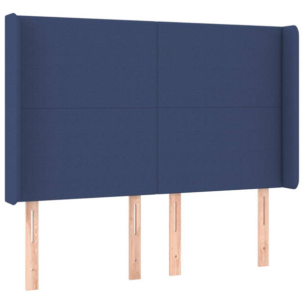 vidaXL Hoofdbord LED 147x16x118/128 cm stof blauw