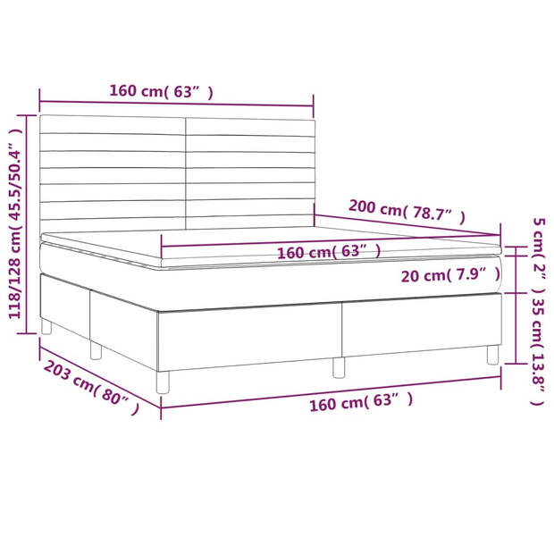 vidaXL Boxspring met matras stof taupe 160x200 cm