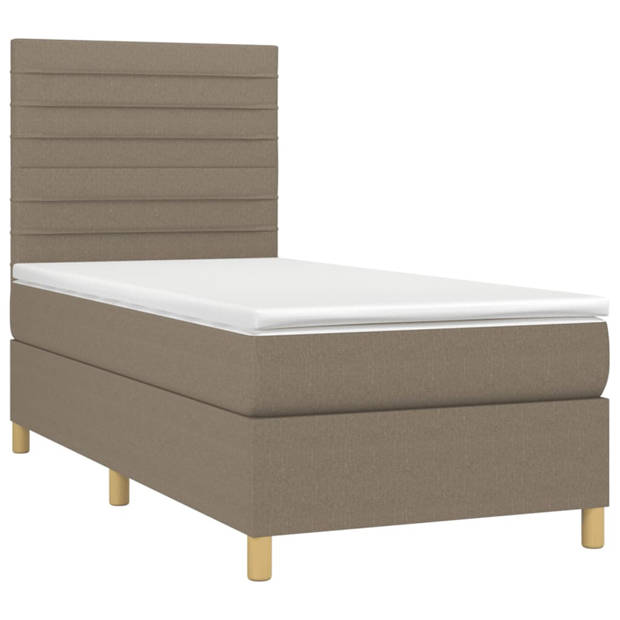 vidaXL Boxspring met matras en LED stof taupe 90x190 cm