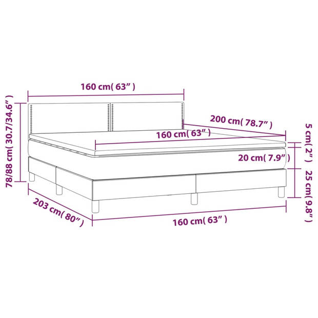 vidaXL Boxspring met matras stof blauw 160x200 cm