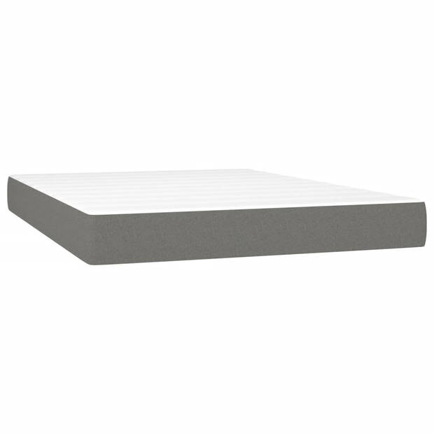 vidaXL Boxspring met matras stof donkergrijs 140x190 cm