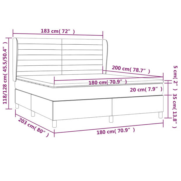 vidaXL Boxspring met matras stof blauw 180x200 cm